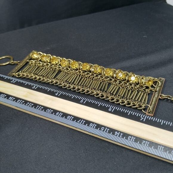 Bohemian Gold Rhinestone Beaded Vintage Bracelet - Picture 5 of 8